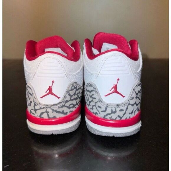 Nike Air Jordan 3 Retro Cardinal Red White 832033-126 Toddler Td Size 7C - Picture 4 of 5